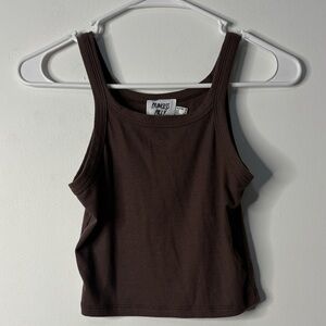 Princess Polly Chocolate Ribbed Tank Top